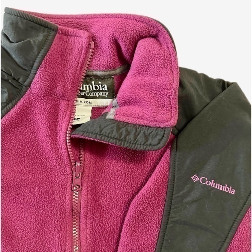 Columbia Full Zip Fleece Jacket Hiking Outdoors Purple Black Women Small